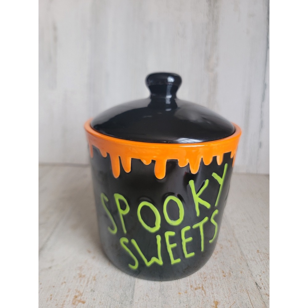 Halloween spooky sweets canister container black kitchen home decor